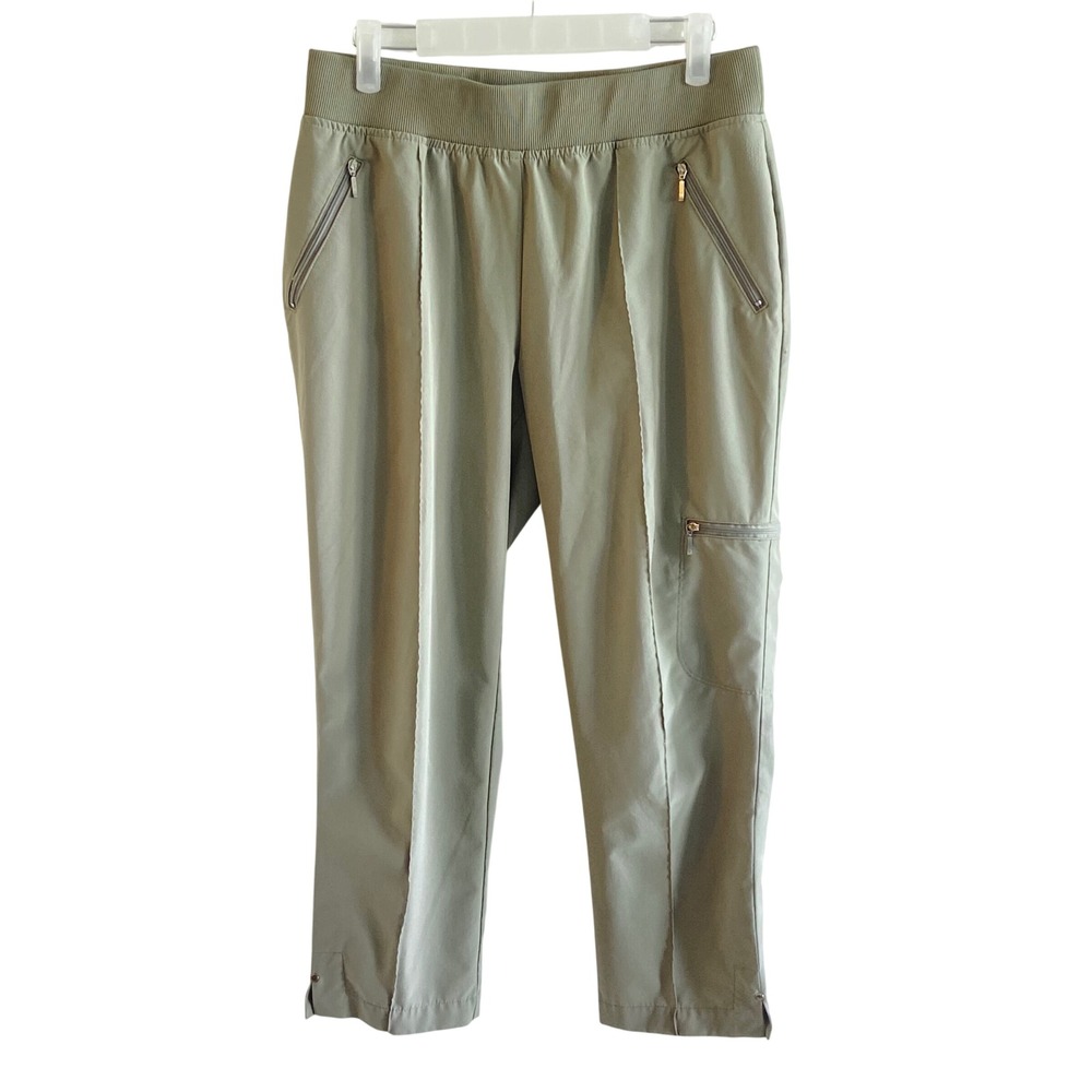 3/$25 Zenergy by Chicos Olive Green Cropped Cargo Pants Ribbed Waist